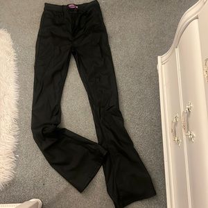 edikted fake leather flare pants